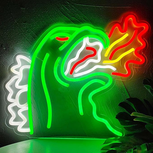 Neon Light King of The Monster Dimmable LED Neon Sign for Wall Decor Gaming Room Lights Boys Room Decor Fire-breathing Monster Neon Signs Dinosaur Neon Light