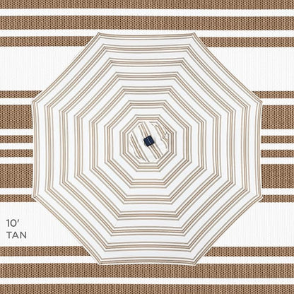 Best Choice Products 10ft Solar Polyester LED Lighted Patio Umbrella w/Tilt Adjustment and UV-Resistant Fabric - Striped Tan
