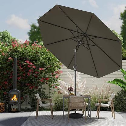 9 FT Patio Umbrella for Outdoor, Outdoor Umbrella with Push Button Tilt and Crank, Outdoor Patio Umbrellas with 8 Sturdy Ribs for Market, Garden, Deck, Backyard, Pool (Gray)