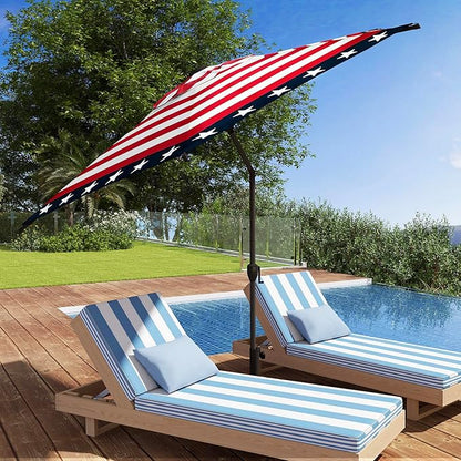 Abba Patio 9FT Lyon Outdoor Patio Umbrella Outdoor Table Umbrella with Push Button Tilt and Crank Market Umbrella 6 Sturdy Ribs UV Protection Waterproof for Garden Deck Backyard Pool, Star-Spangled