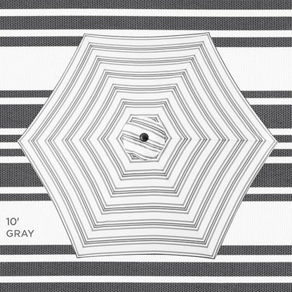Best Choice Products 10ft Outdoor Steel Polyester Market Patio Umbrella w/Crank, Easy Push Button, Tilt, Table Compatible - Striped Gray