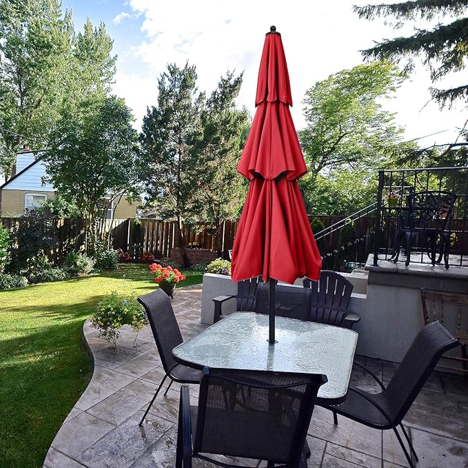 ABCCANOPY Patio Umbrellas 3 Tiers 9FT (Red)