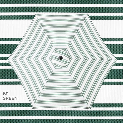 Best Choice Products 10ft Outdoor Steel Polyester Market Patio Umbrella w/Crank, Easy Push Button, Tilt, Table Compatible - Striped Green