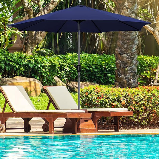 Yaheetech Patio Umbrella, 10FT Outdoor Table Market Umbrella with Push Button Tilt and Crank, Yard Umbrella with 8 Sturdy Ribs for Garden, Deck, Backyard, Pool