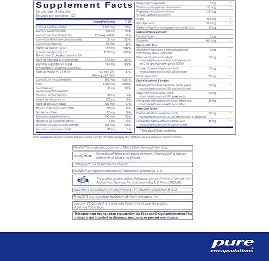 Pure Encapsulations Women's Nutrients - Multivitamin for Women Over 40 to Support Urinary Tract Health, Breast Cell Health & Eye Integrity* - with Vitamin C, Vitamin E & Vitamin A - 360 Capsules