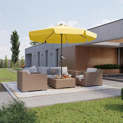 12FT Patio Umbrella Table Market Umbrella w/Crank Outdoor Umbrellas for Garden, Deck, Backyard, Pool and Beach, Yellow