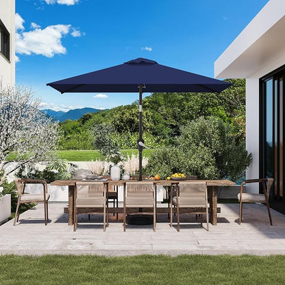 6.5' x 10' Rectangular Patio Umbrellas for Outdoor, Outdoor Table Umbrella, Large Outdoor Patio Umbrellas with 6 Sturdy Ribs for Market, Garden, Pool (Navy)