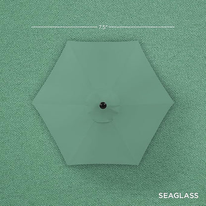 Best Choice Products 7.5ft Heavy-Duty Round Outdoor Market Table Patio Umbrella w/Steel Pole, Push Button Tilt, Easy Crank Lift - Seaglass