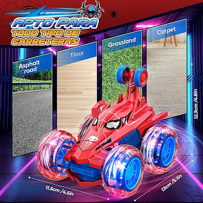 Remote Control Car, RC Car Toys for Boys Ages 3-10, Fast Stunt Monster Truck with 360° Rotating & 4WD Wheel Lights, 2.4Ghz RC Hobby Crawler, Cool Toys Birthday Gifts for 4 5 6 7 8 9 10 Year Olds Kids