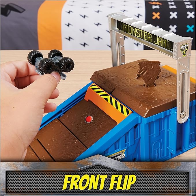 Monster Jam Mini Freestyle Flip Arena Playset and Storage with 2 Mini Monster Jam Trucks, Kids Toys for Boys and Girls Ages 3 and up