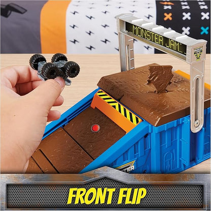 Monster Jam Mini Freestyle Flip Arena Playset and Storage with 2 Mini Monster Jam Trucks, Kids Toys for Boys and Girls Ages 3 and up