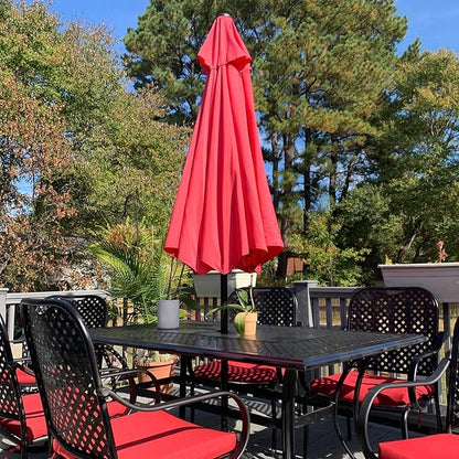 Yaheetech 7.5FT Patio Umbrella Outdoor Market Table Umbrella with 6 Sturdy Ribs, Push Button Tilt & Crank for Garden/Lawn/Deck/Backyard/Pool/Beach (Red)