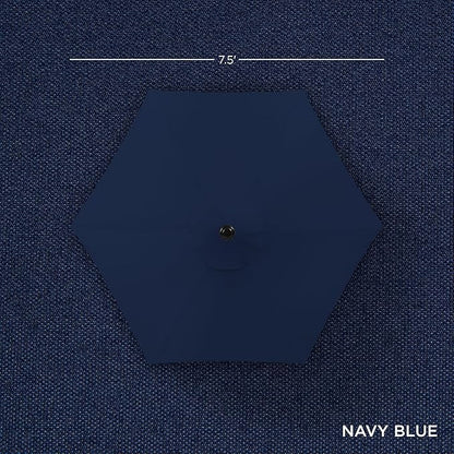 Best Choice Products 7.5ft Heavy-Duty Round Outdoor Market Table Patio Umbrella w/Steel Pole, Push Button Tilt, Easy Crank Lift - Navy Blue