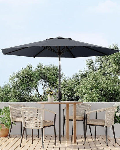 10FT Patio Umbrella Outdoor, Market Umbrella, Table Umbrella with Push Button Tilt and Crank, 8 Sturdy Ribs UV Protection Waterproof for Garden, Pool, Deck, Backyard (Grey)