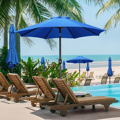 Yaheetech Patio Umbrella, 9FT Outdoor Market Table Umbrella with Push Button Tilt and Crank, 8 Sturdy Ribs, Outdoor Sun Shade for Garden, Beach, Deck, Backyard, Pool