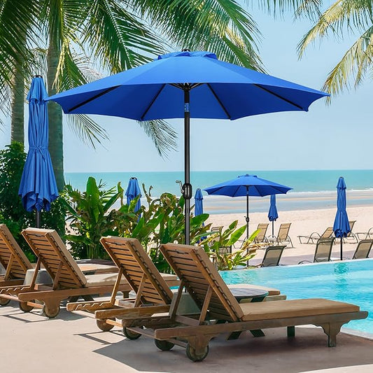 Yaheetech Patio Umbrella, 9FT Outdoor Market Table Umbrella with Push Button Tilt and Crank, 8 Sturdy Ribs, Outdoor Sun Shade for Garden, Beach, Deck, Backyard, Pool