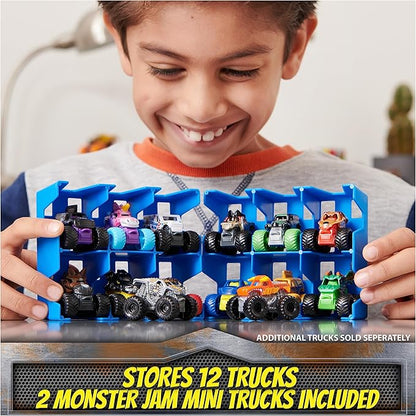 Monster Jam Mini Freestyle Flip Arena Playset and Storage with 2 Mini Monster Jam Trucks, Kids Toys for Boys and Girls Ages 3 and up