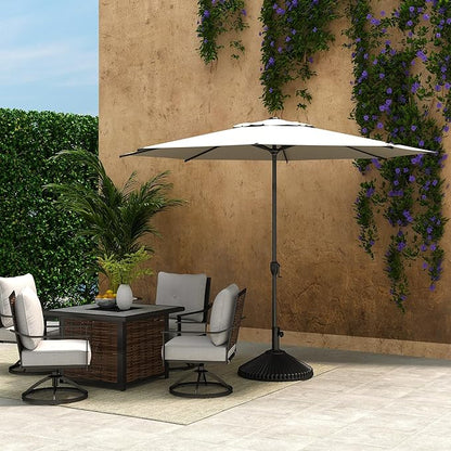 Abba Patio 9FT Lyon Outdoor Patio Umbrella Outdoor Table Umbrella with Push Button Tilt and Crank Market Umbrella 8 Sturdy Ribs UV Protection Waterproof for Garden Deck Backyard Pool Beige