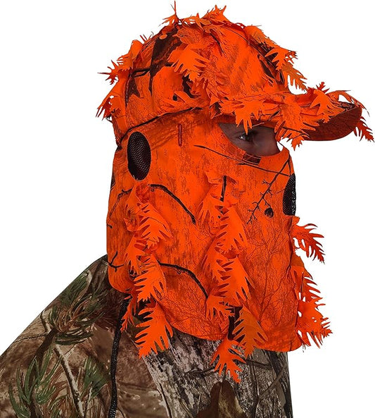 QuikCamo Lightweight 3D Leafy Camo Face Mask & Hat for Hunting, OSFM Adjustable Camouflage Hat, Mossy Oak & Realtree
