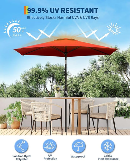 7.5FT Patio Umbrella Outdoor, Market Umbrella, Table Umbrella with Push Button Tilt and Crank, 6 Sturdy Ribs UV Protection Waterproof for Garden, Pool, Deck, Backyard (Red)