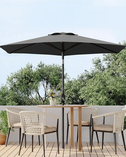 7.5FT Patio Umbrella Outdoor, Market Umbrella, Table Umbrella with Push Button Tilt and Crank, 6 Sturdy Ribs UV Protection Waterproof for Garden, Pool, Deck, Backyard (Grey)