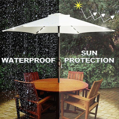 Blissun 7.5 ft Solar Umbrella, 18 LED Lighted Patio Umbrella, Table Market Umbrella