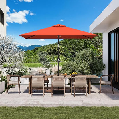 6.5' x 10' Rectangular Patio Umbrellas for Outdoor, Outdoor Table Umbrella, Large Outdoor Patio Umbrellas with 6 Sturdy Ribs for Market, Garden, Pool (Orange)
