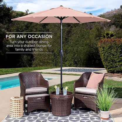 Best Choice Products 7.5ft Heavy-Duty Round Outdoor Market Table Patio Umbrella w/Steel Pole, Push Button Tilt, Easy Crank Lift - Rose Quartz