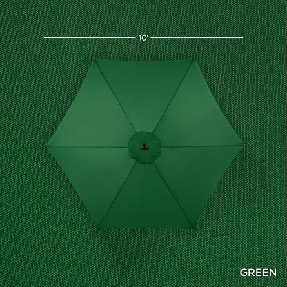 Best Choice Products 10ft Market Umbrella, Outdoor Sun Shade for Backyard, Deck, Poolside, Table w/Woodgrain Pattern, Easy Tilt & Crank - Green