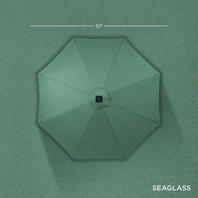 Best Choice Products 10ft Solar Polyester LED Lighted Patio Umbrella w/Tilt Adjustment and UV-Resistant Fabric - Seaglass