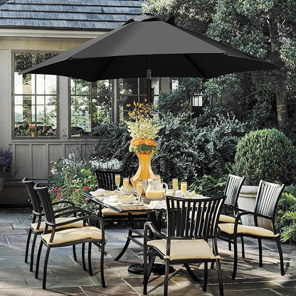Yaheetech 7.5FT Patio Umbrella Outdoor Table Umbrella Canopy Market Umbrella with Push Button Tilt & Crank for Garden/Lawn/Deck/Backyard/Pool, 6 Ribs, Black