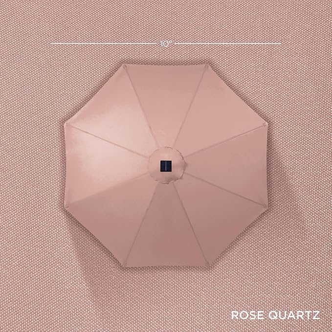 Best Choice Products 10ft Solar Polyester LED Lighted Patio Umbrella w/Tilt Adjustment and UV-Resistant Fabric - Rose Quartz