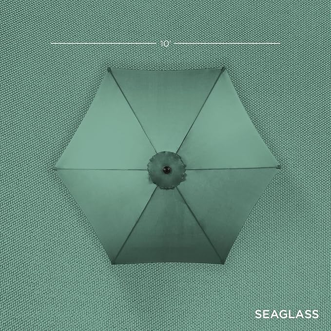 Best Choice Products 10ft Outdoor Steel Polyester Market Patio Umbrella w/Crank, Easy Push Button, Tilt, Table Compatible - Seaglass