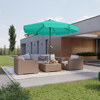 12FT Patio Umbrella Table Market Umbrella w/Crank Outdoor Umbrellas for Garden, Deck, Backyard, Pool and Beach, Cerulean