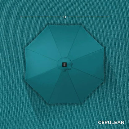Best Choice Products 10ft Solar Polyester LED Lighted Patio Umbrella w/Tilt Adjustment and UV-Resistant Fabric - Cerulean