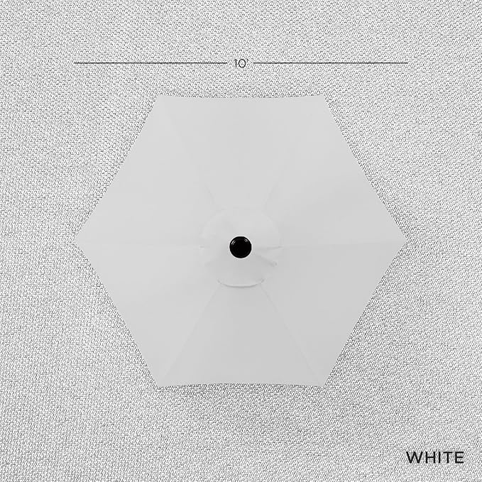 Best Choice Products 10ft Outdoor Steel Polyester Market Patio Umbrella w/Crank, Easy Push Button, Tilt, Table Compatible - White