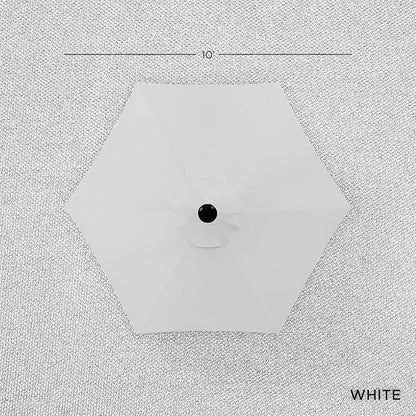 Best Choice Products 10ft Outdoor Steel Polyester Market Patio Umbrella w/Crank, Easy Push Button, Tilt, Table Compatible - White