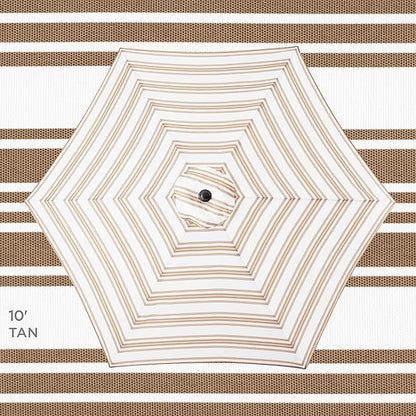 Best Choice Products 10ft Outdoor Steel Polyester Market Patio Umbrella w/Crank, Easy Push Button, Tilt, Table Compatible - Striped Tan