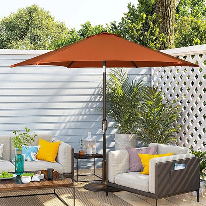 Blissun 7.5 ft Patio Umbrella, Yard Umbrella, Outdoor Market Umbrella with Push Button Tilt Crank, Rust