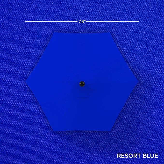 Best Choice Products 7.5ft Outdoor Solar Market Table Patio Umbrella for Deck, Pool w/Tilt, Crank, LED Lights - Resort Blue