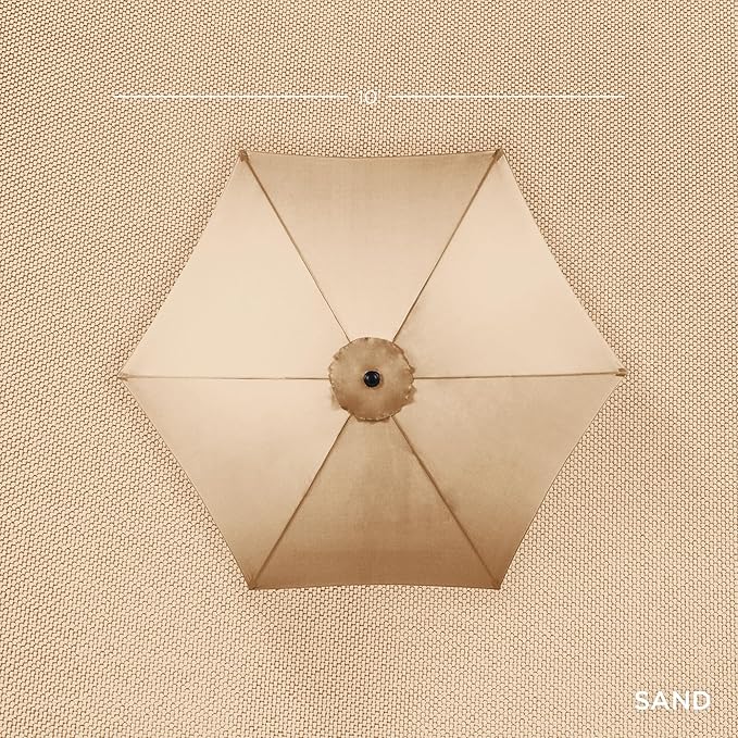 Best Choice Products 10ft Outdoor Steel Polyester Market Patio Umbrella w/Crank, Easy Push Button, Tilt, Table Compatible - Sand