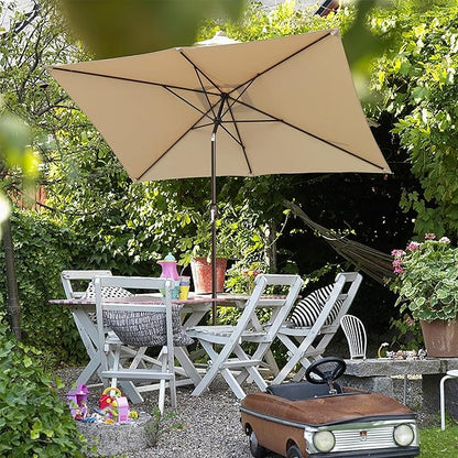 Blissun Rectangular Patio Umbrella, Table Market Umbrella with Tilt and Crank, Outdoor Umbrella for Garden, Deck, Backyard, Pool and Beach