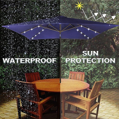 Blissun Rectangular Patio Umbrella, Table Market Umbrella with Tilt and Crank, Outdoor Umbrella for Garden, Deck, Backyard, Pool and Beach