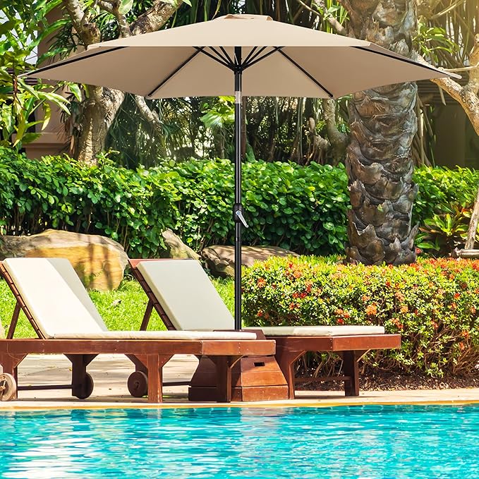Yaheetech 10FT Patio Umbrella, Outdoor Table Umbrella with Push Button Tilt and Crank, Yard Sun Shade w/Sturdy Ribs, UV Protection Waterproof for Garden, Deck, Backyard, Pool