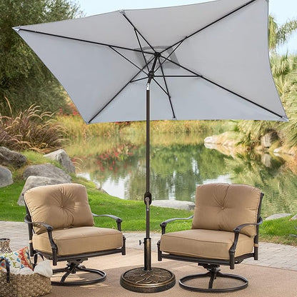 Blissun Rectangular Patio Umbrella, Table Market Umbrella with Tilt and Crank, Outdoor Umbrella for Garden, Deck, Backyard, Pool and Beach