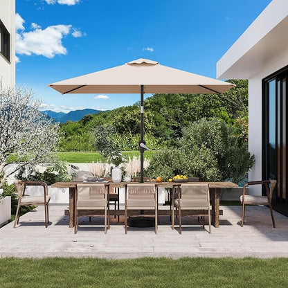 6.5' x 10' Rectangular Patio Umbrellas for Outdoor, Outdoor Table Umbrella, Large Outdoor Patio Umbrellas with 6 Sturdy Ribs for Market, Garden, Pool (Beige)