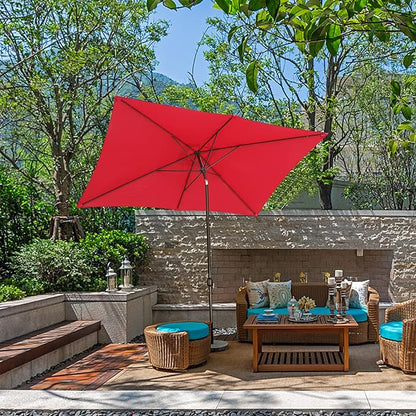 Blissun Rectangular Patio Umbrella, Table Market Umbrella with Tilt and Crank, Outdoor Umbrella for Garden, Deck, Backyard, Pool and Beach