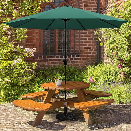 Yaheetech 10FT Patio Umbrella Outdoor Umbrella Patio Yard Market Table Umbrella with Push Button Tilt & Crank for Garden/Beach/Lawn/Deck/Backyard/Pool, 8 Ribs, Dark Green