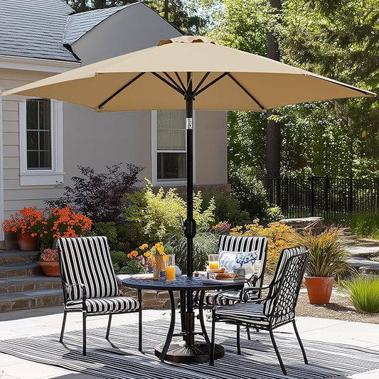 Yaheetech 9FT Outdoor Patio Umbrella, Outdoor Table Umbrella with Push Button Tilt and Crank, Yard Sun Shade, UV Protection Waterproof for Garden/Deck/Backyard/Pool