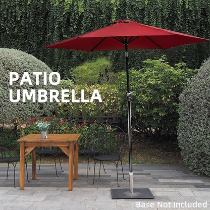 9FT Outdoor Patio Umbrella with Push Button Tilt and Crank, Beach Umbrella for Sun Shades, Market Umbrella with 6 Sturdy Metal Ribs, UV Resistant Waterproof for Garden, Backyard, Deck, Pool